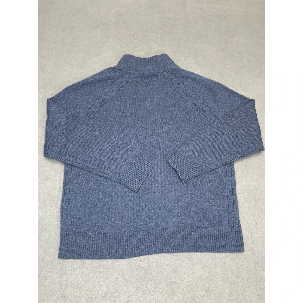 Banana Republic Sweater Men XL Blue Wool‎ Blend Sweater Mock Neck 4 Button